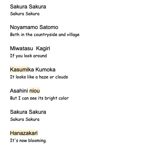 Sakura Sakura's Lyrics