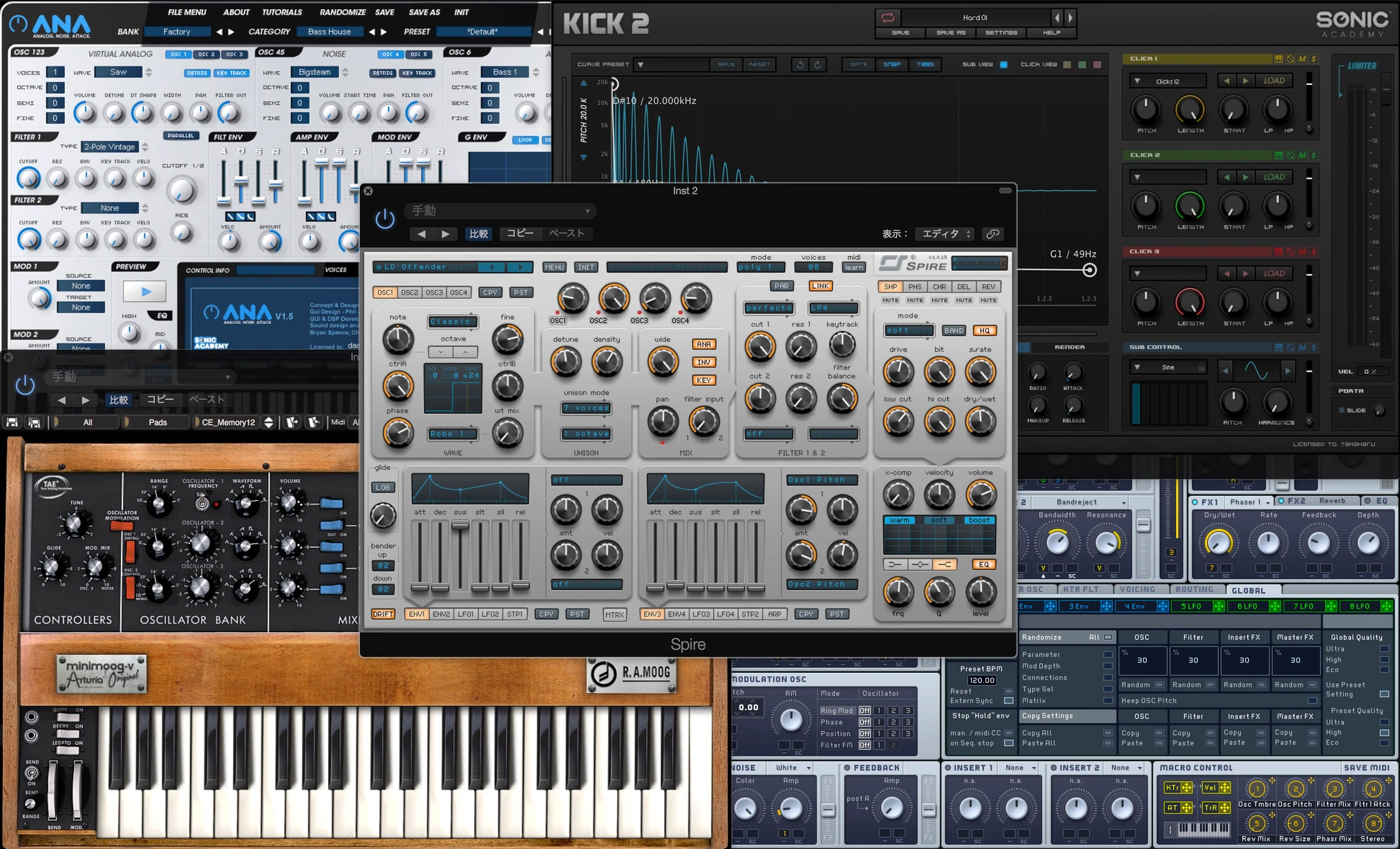 A software synthesizer opened in a DAW